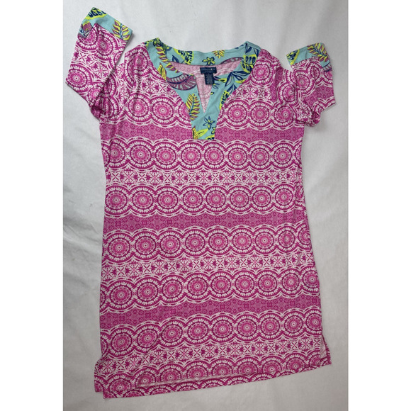 Caribbeans Joe Swim Dress Tropical Cover-Up Beach Resort Pink Blue Size XL - Picture 1 of 5